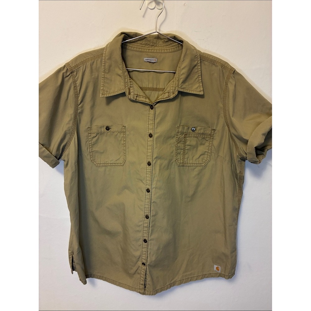 Carhartt Olive Green Button-Front Utility Shirt